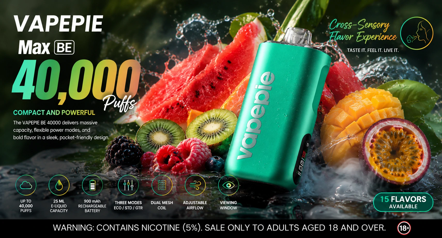 VAPEPIE Max BE 40,000 Puffs - Compact and Powerful